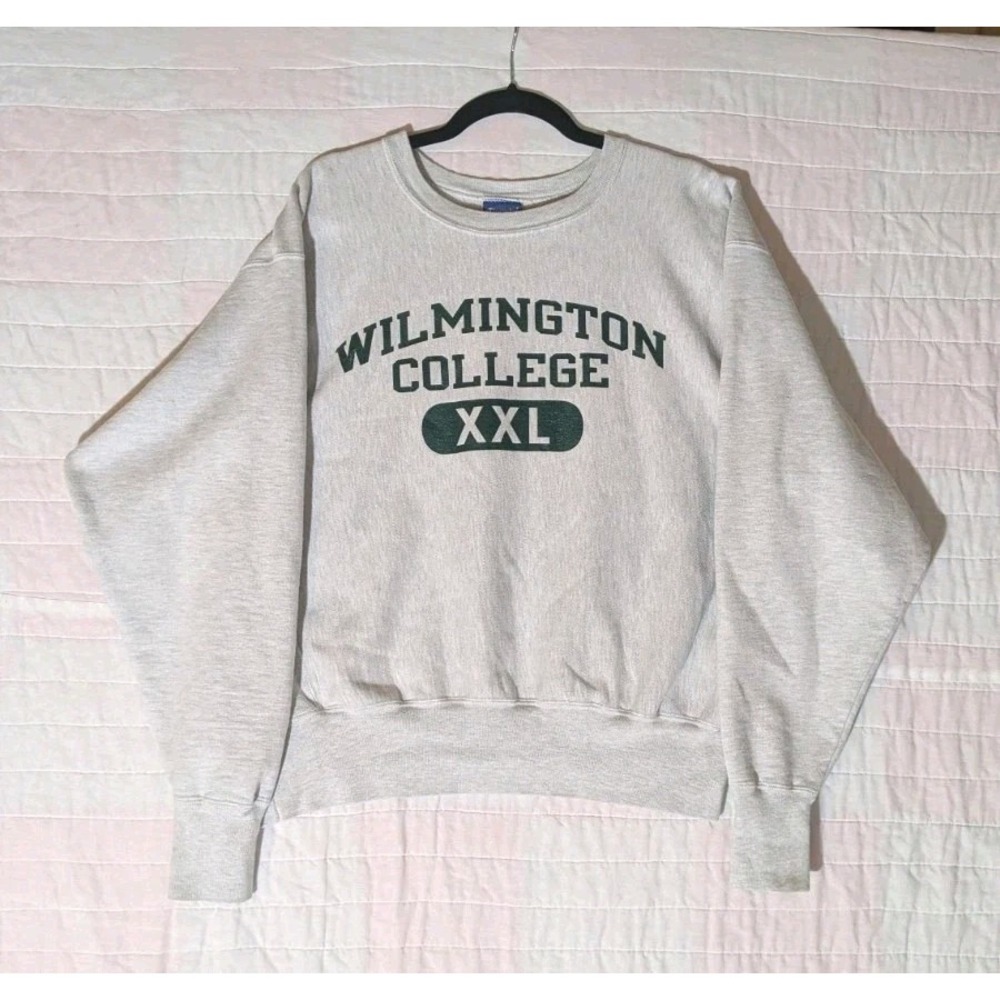 Vintage Champion Reverse Weave Wilmington College Ohio Fleece Sweatshirt Large